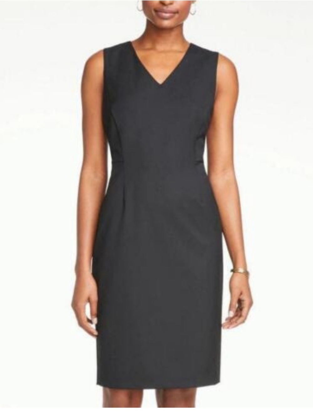 Ann Taylor - V-Neck Sleeveless Sheath Dress - charcoal gray - size 6